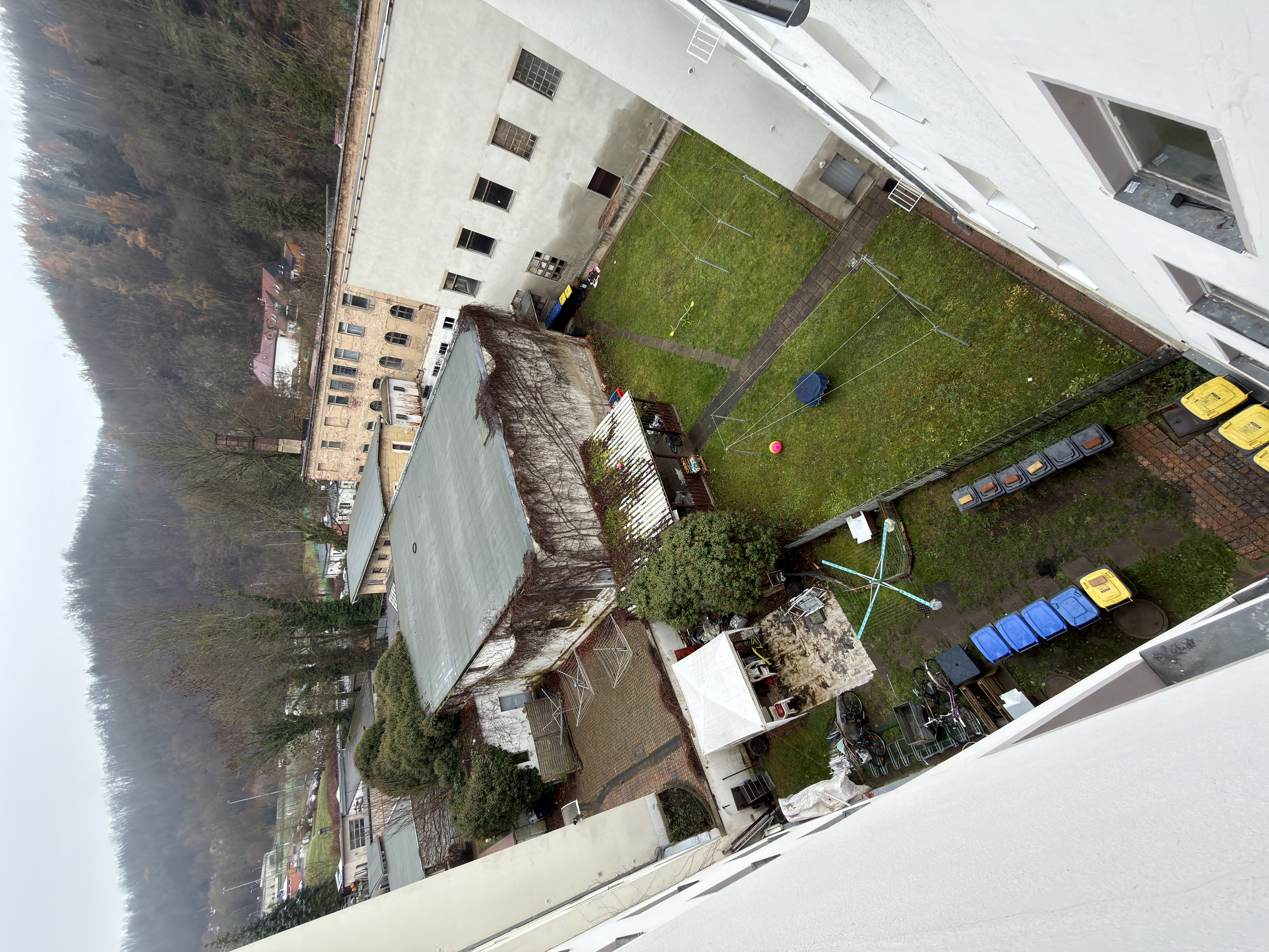 Ausblick nach hinten zum Gebirge/Hof