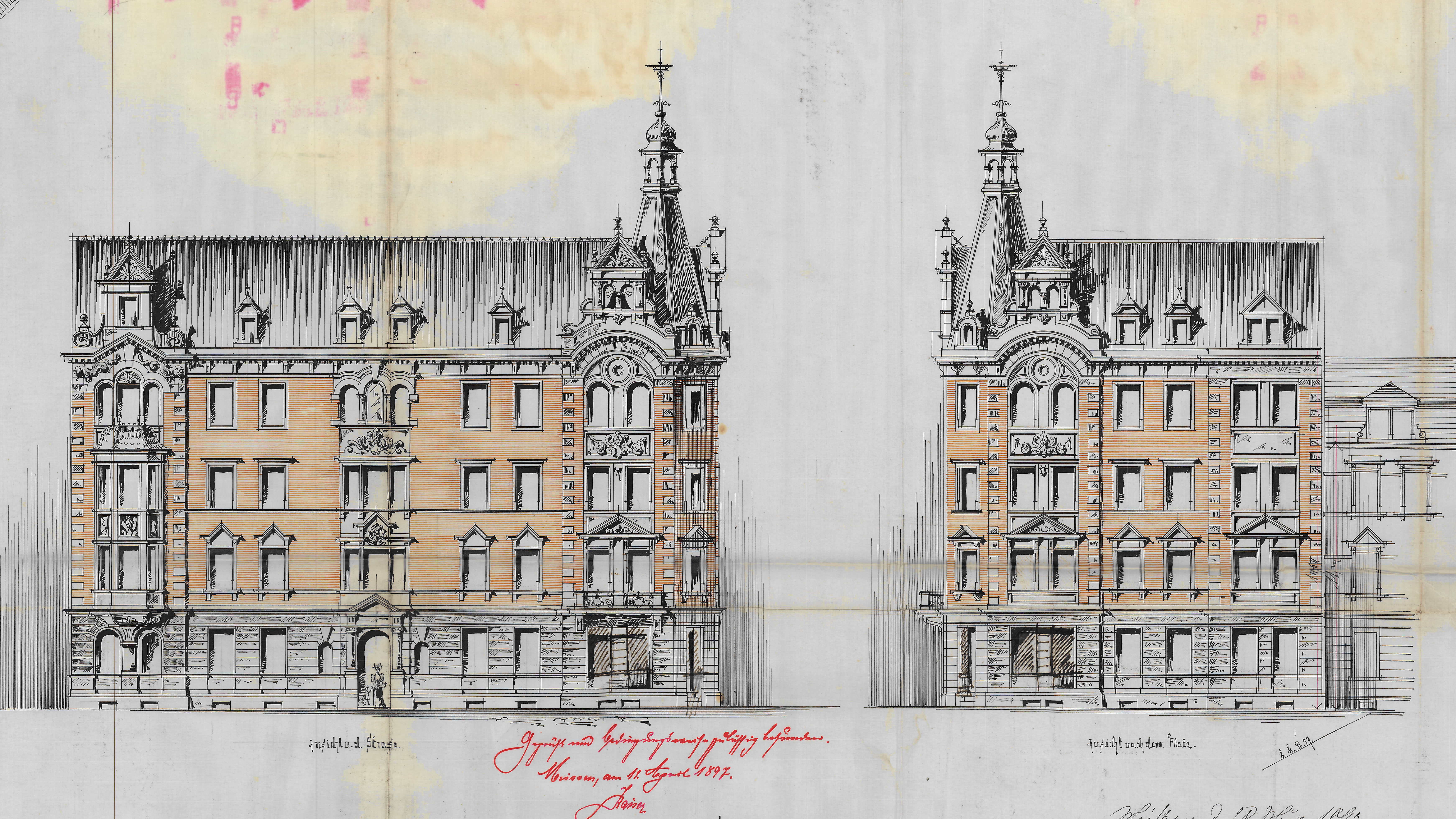 Traditionelle Ansicht der Bauakte, 1897