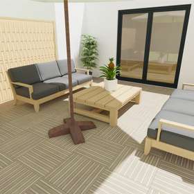 Helle 3-Zimmer Maisonettewohnung in zentraler, ruhiger Lage von Renningen mit Terrasse und Garten - Terrasse - Virtuelles Staging