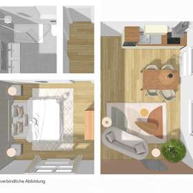 Ideal für Single oder Pendler: Helle Souterrain-Wohnung mit Gartennutzung in Böblingen-Dagersheim - 3D Grundriss