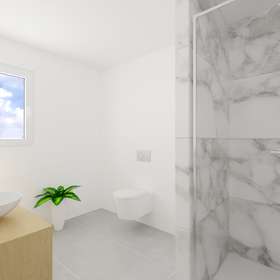 Helle 3-Zimmer Maisonettewohnung in zentraler, ruhiger Lage von Renningen mit Terrasse und Garten - Badezimmer - Virtuelles Staging