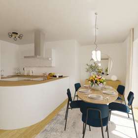 Wohnen auf zwei Ebenen: Komfortable und lichtdurflutete Maisonettewohnung in Renningen - Esszimmer - Virtuelles Staging