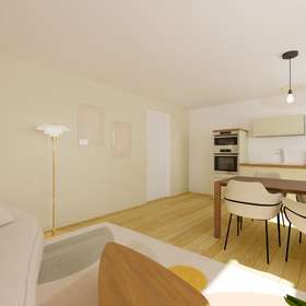 Ideal für Single oder Pendler: Helle Souterrain-Wohnung mit Gartennutzung in Böblingen-Dagersheim - Virtuelles Staging - Wohnzimmer 