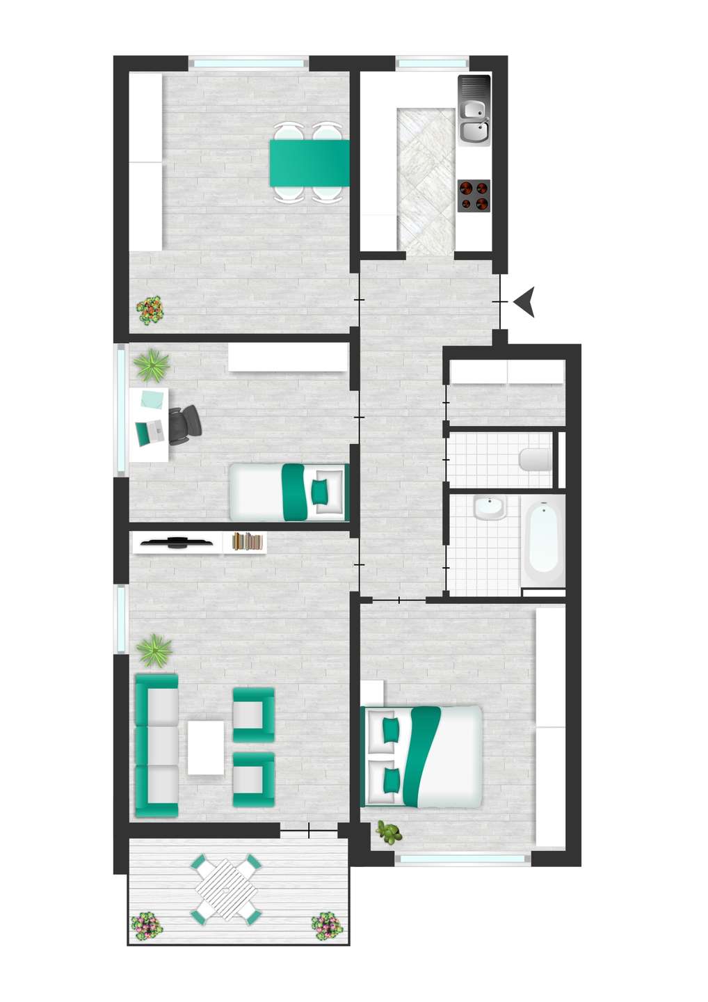 Grundriss: 4-Zimmer-Wohnung · Sindelfingen · 86 m² · 320.000 € kaufen in Sindelfingen