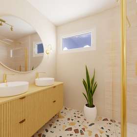 Charmantes Einfamilienhaus mit großem Garten und Ausbaupotenzial in Deizisau-Esslingen - Virtuelles Staging - Badezimmer 