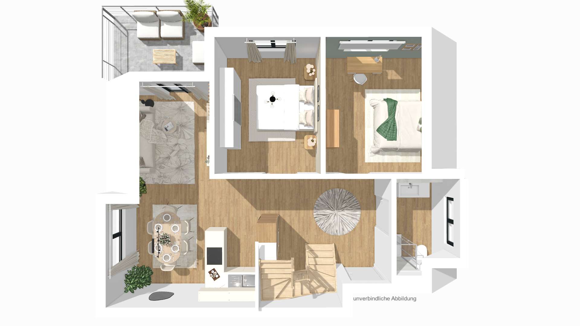 Grundriss 1: Wohnen auf zwei Ebenen: 3-Zimmerwohnung mit Studio und Süd-Ostbalkon in Hülben