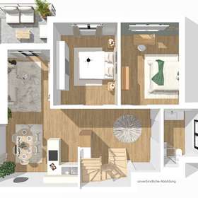 Wohnen auf zwei Ebenen: 3-Zimmerwohnung mit Studio und Süd-Ostbalkon - Grundriss