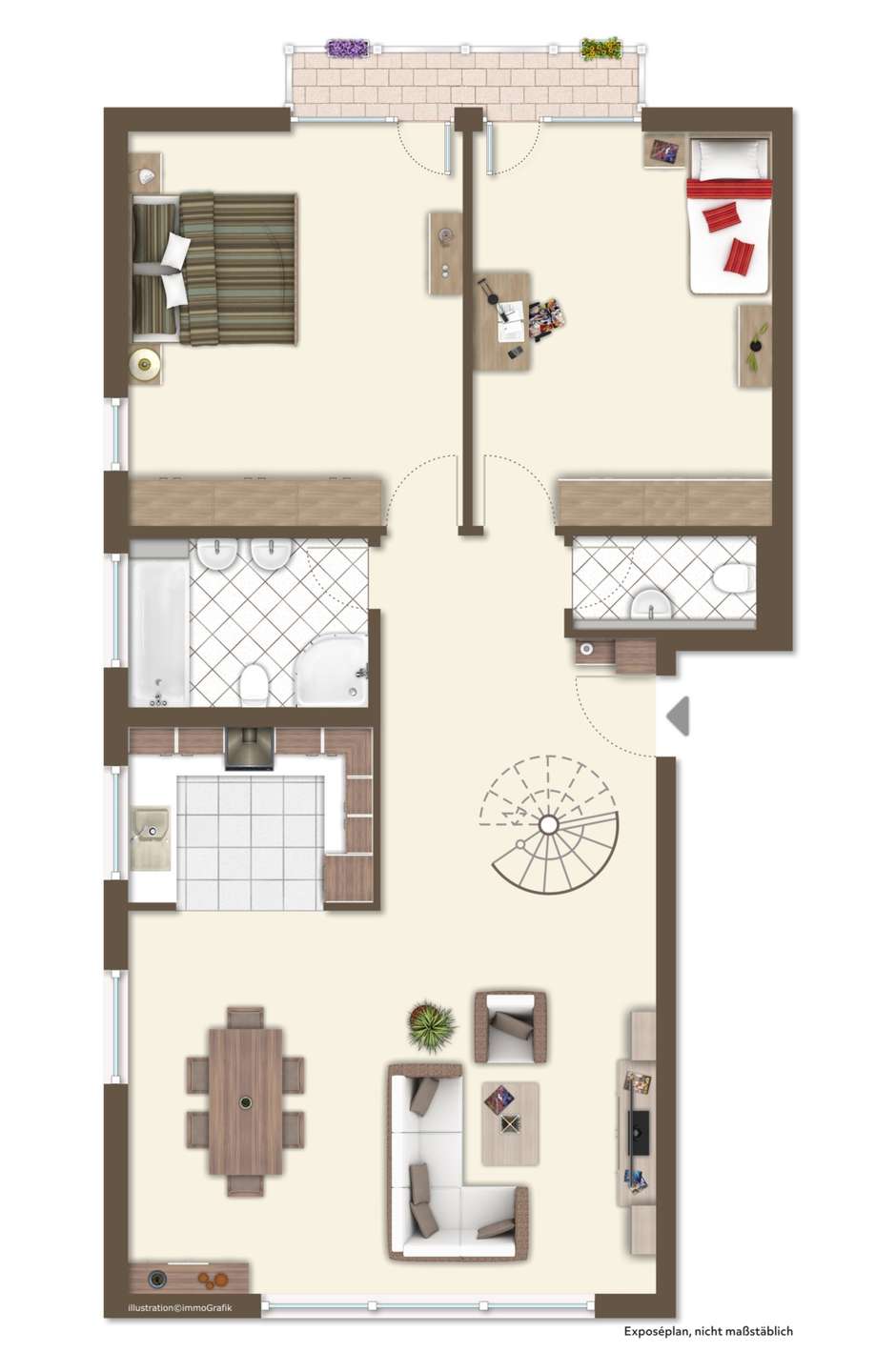 Grundriss 1: Lichtdurchflutete 5-Zimmer Galeriewohnung mit Süd-West Dachterrasse in Böblingen-Diezenhalde in Böblingen