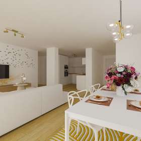 Ideal für die kleine Familie - Helle und großzügige Drei-Zimmerwohnung mit Terrasse - Esszimmer - Virtuelles Staging