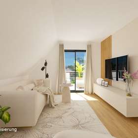 Wohnen auf zwei Ebenen: 3-Zimmerwohnung mit Studio und Süd-Westbalkon - Wohnzimmer 