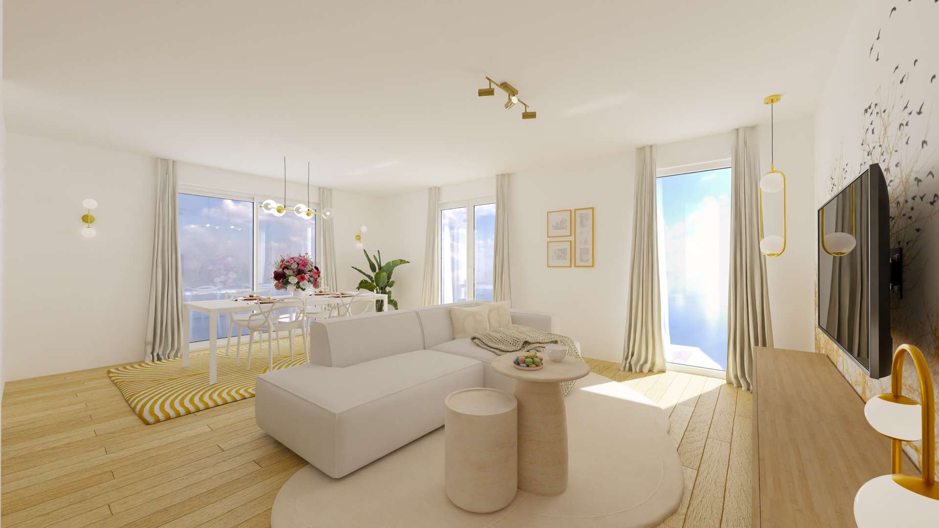 Hauptansicht: Lichtdurchflutete Drei-Zimmerwohnung mit Süd-Loggia in Renningen, 3 Zimmer, 88 m²