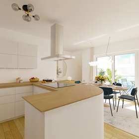 Wohnen auf zwei Ebenen: Komfortable und lichtdurflutete Maisonettewohnung in Renningen - Küche - Virtuelles Staging