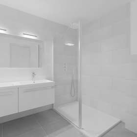 Ideal für Single oder Pendler: Helle Souterrain-Wohnung mit Gartennutzung in Böblingen-Dagersheim - Virtuelles Staging - Badezimmer