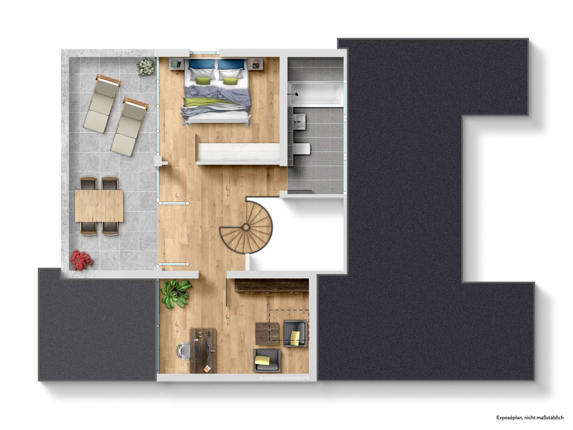 Grundriss 3: Lichtdurchflutete 5-Zimmer Galeriewohnung mit Süd-West Dachterrasse in Böblingen-Diezenhalde in Böblingen