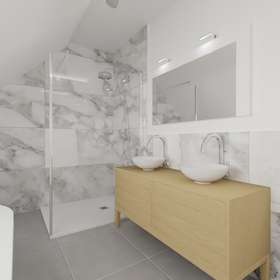 Wohnen auf zwei Ebenen: Komfortable und lichtdurflutete Maisonettewohnung in Renningen - Duschbad - Virtuelles Staging