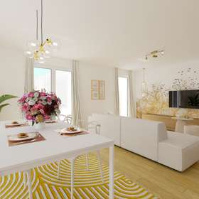 Ideal für die kleine Familie - Helle und großzügige Drei-Zimmerwohnung mit Terrasse - Wohnzimmer - Virtuelles Staging