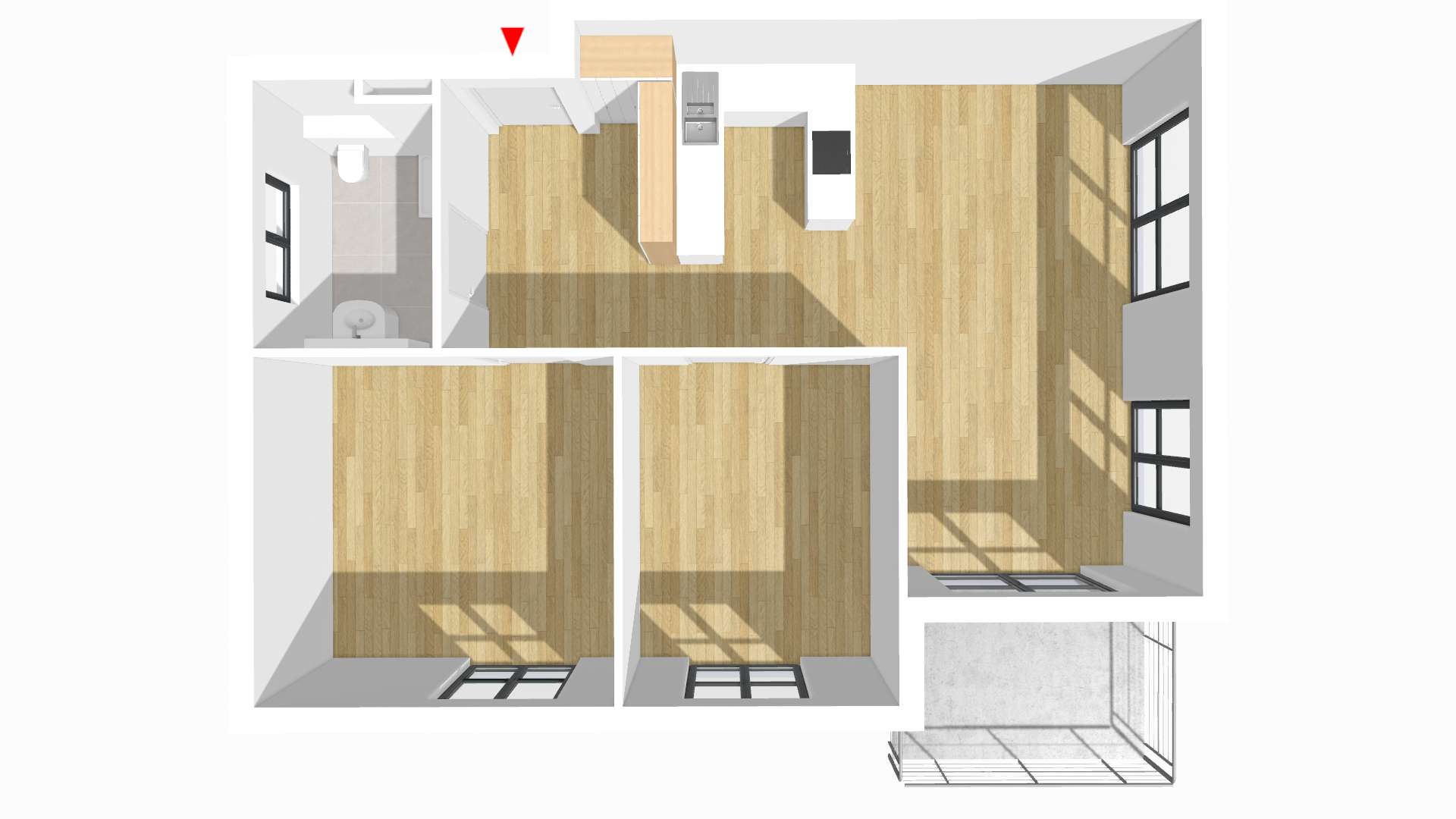 Grundriss: Lichtdurchflutete Drei-Zimmerwohnung mit Süd-Ostbalkon in Hülben