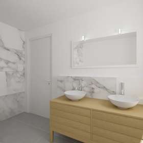 Lichtdurchflutete Drei-Zimmerwohnung mit Süd-Loggia - Badezimmer - Virtuelles Staging