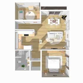 Ideal für die kleine Familie - Helle und großzügige Drei-Zimmerwohnung mit Terrasse - Grundriss 