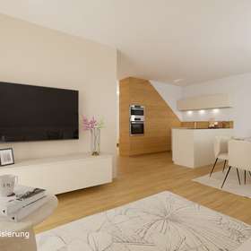 Wohnen auf zwei Ebenen: 3-Zimmerwohnung mit Studio und Süd-Ostbalkon - Blick in die Küche in Hülben