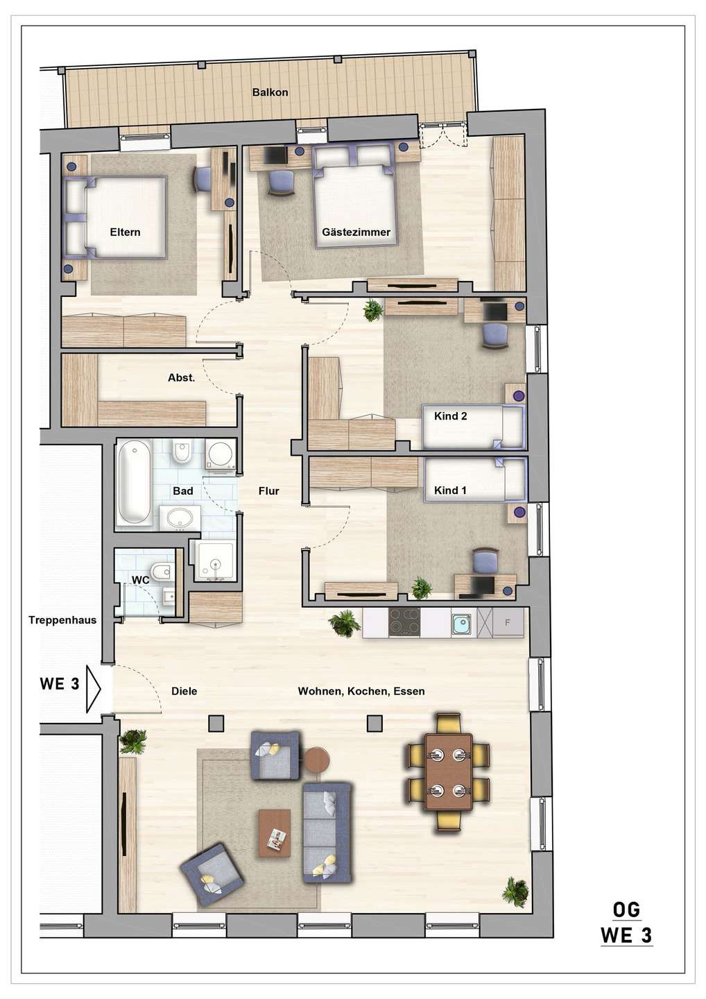 Grundriss mit Platz und Vielfalt 