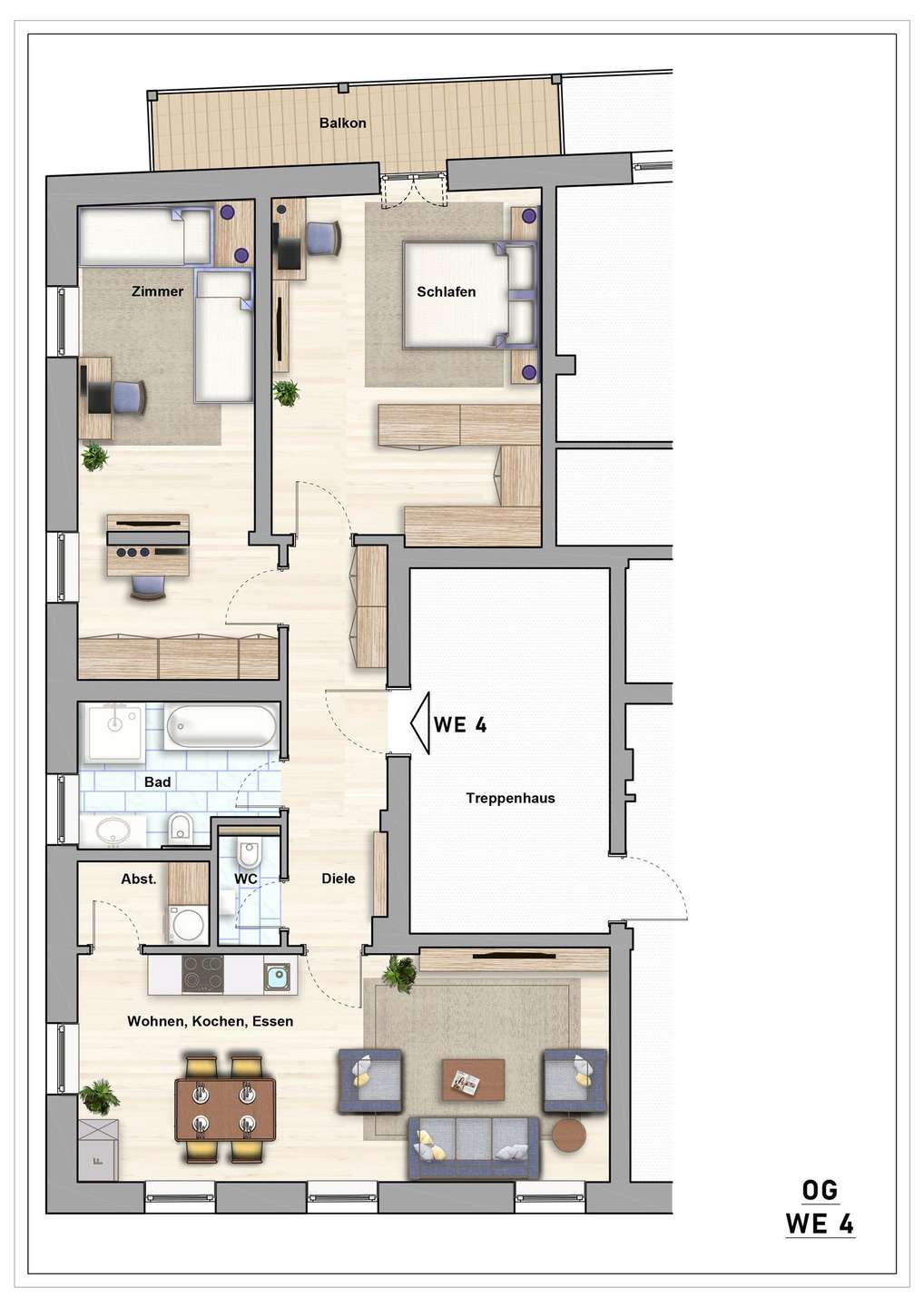 Grundriss 3 Zi. Whg. 1 OG links