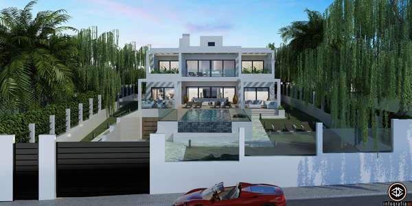 Moderne Luxusvilla in Strandlage zum Verkauf in Elviria in Marbella