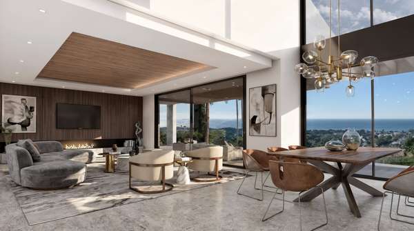 Located in the prestigious enclave of Los Flamingos, Benahavís, this stunning contemporary villa combines modern design, privacy, and exceptional panoramic views of the Mediterranean Sea and the golf course. Surrounded by an exclusive, secure, and beautifully natural setting, the property offers a sophisticated lifestyle in one of the most sought-after areas of the Costa del Sol.Distributed across three floors, the villa features 4 spacious bedrooms and 4 full bathrooms plus a guest toilet, all designed with high-quality materials and elegant finishes. Its large floor-to-ceiling windows allow abundant natural light to flood the interiors while creating a seamless connection between indoor spaces and the open sea views.With a built area of 733 m² on a 1,403 m² plot, the home offers generous indoor and outdoor spaces, ideal for enjoying the Mediterranean climate, tranquility, and luxury in every detail.A unique property that combines contemporary architecture, a prime location, and unrivaled views—perfect as a main residence or an exclusive investment on the Costa del Sol.