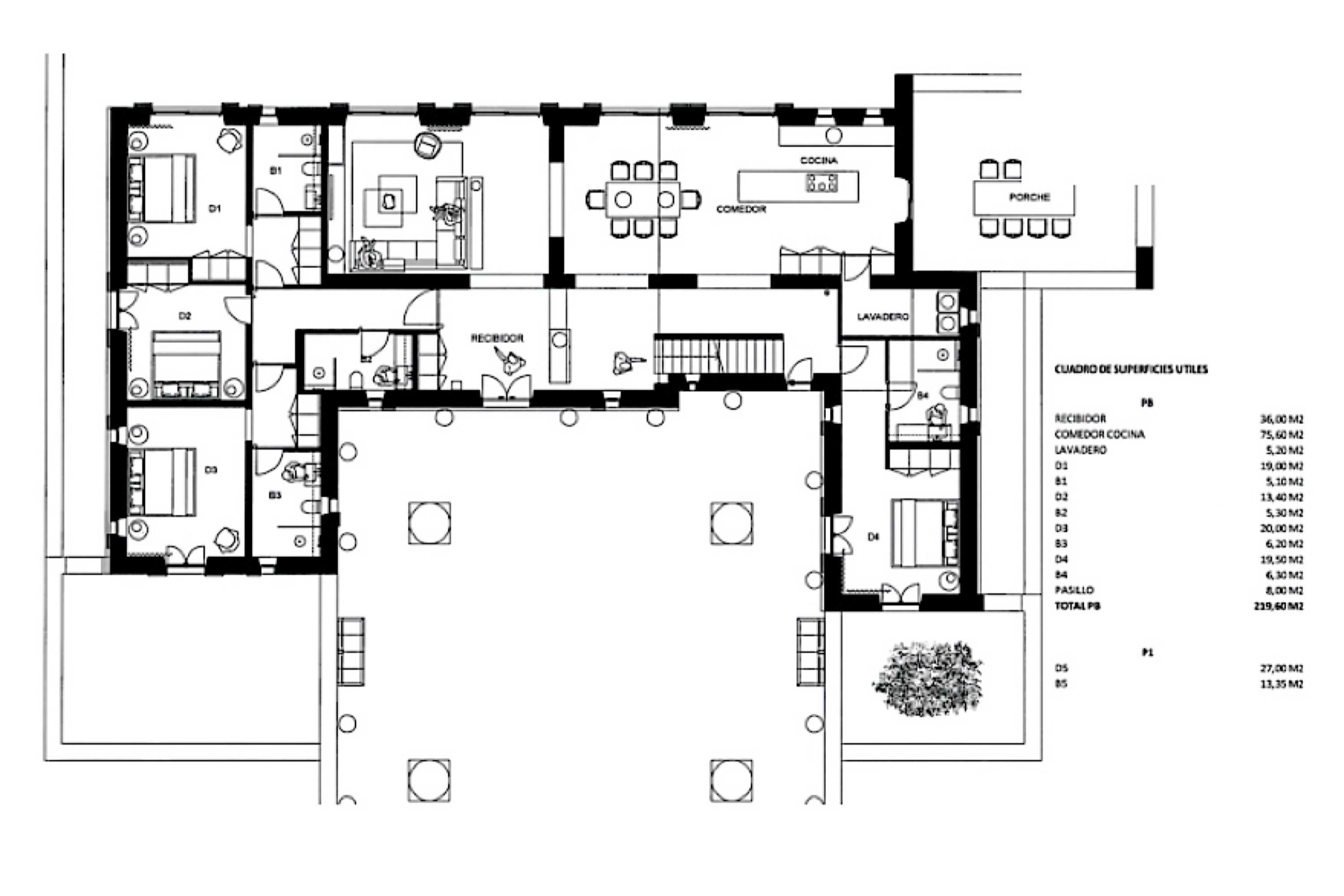Moderne Natursteinfinca mit Blick auf die Kirche von Santanyí, Mallorca floor plan