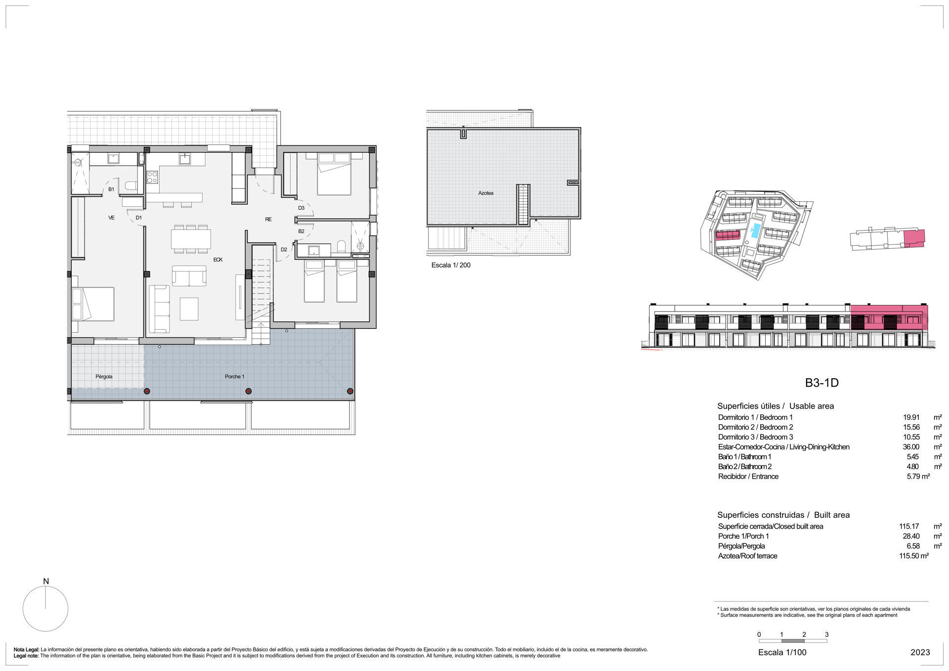 Neubau-Penthouse mit Terrassen in einer Anlage mit Pool in Sa Ràpita, Mallorca floor plan