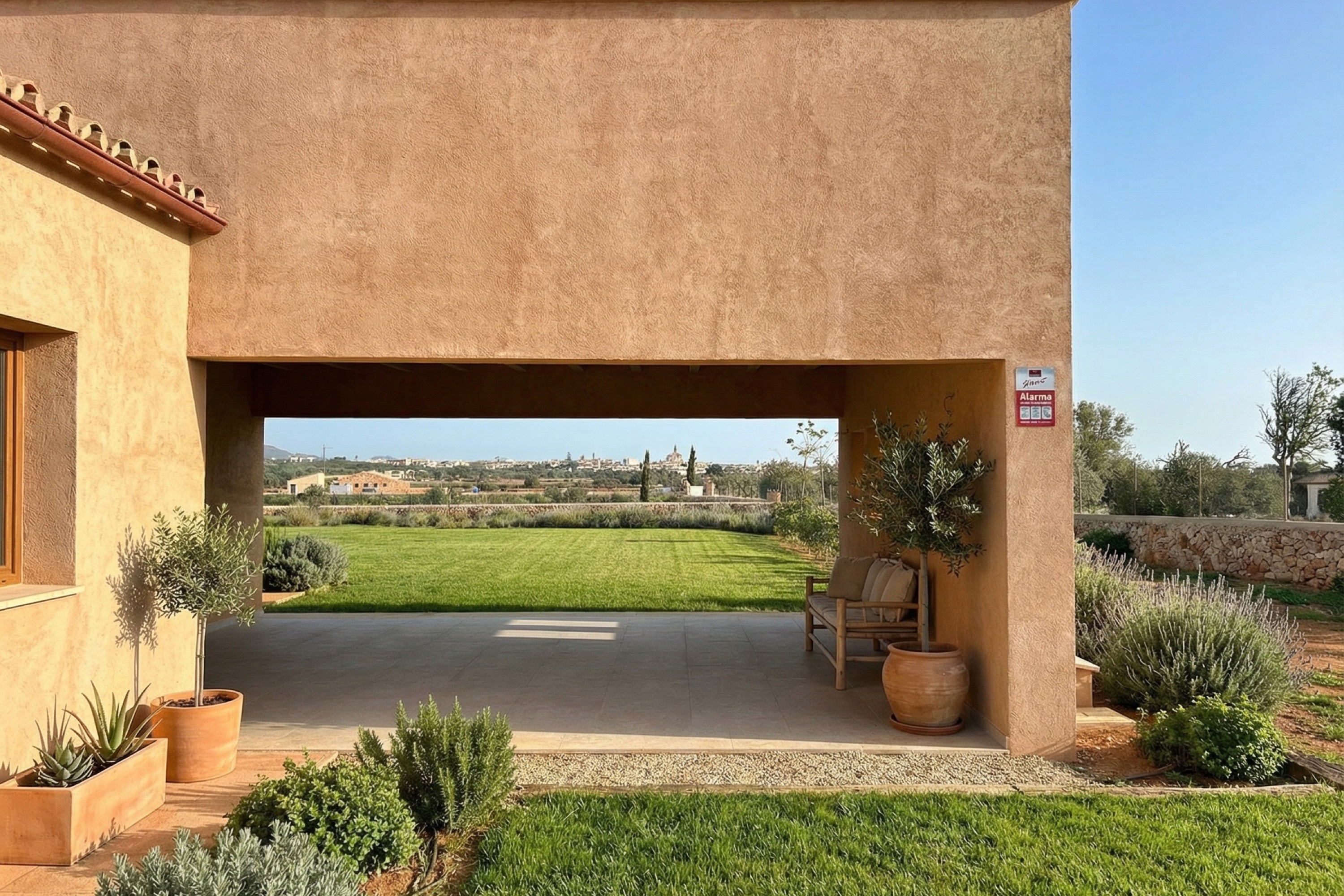 Moderne Natursteinfinca mit Blick auf die Kirche von Santanyí, Mallorca · Bildergalerie 9