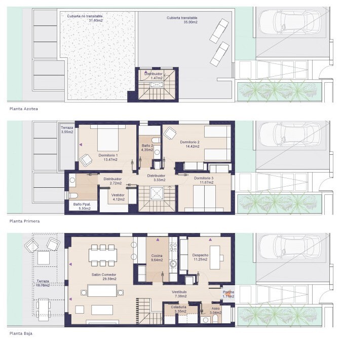 Ready-to-move-in new-build semi-detached house with partial sea view in Puig de Ros, Mallorca floor plan
