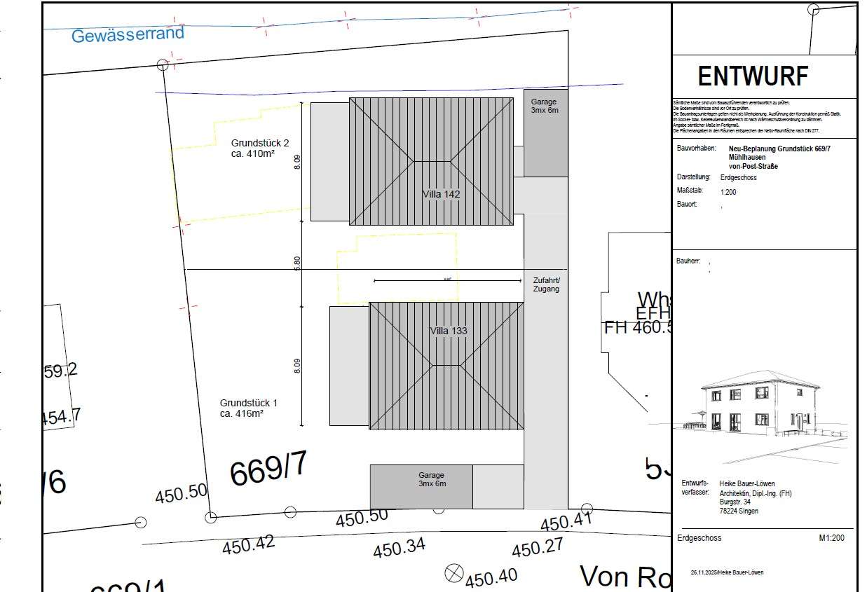 Beispiel Nutzung als Bauland - Entwurf Neubauprojekt