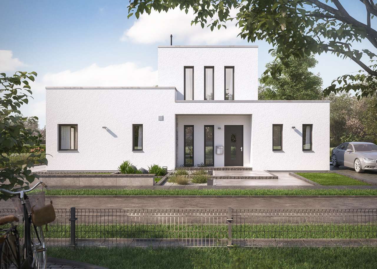 grünes Grundstück mit spektakulärem Haus