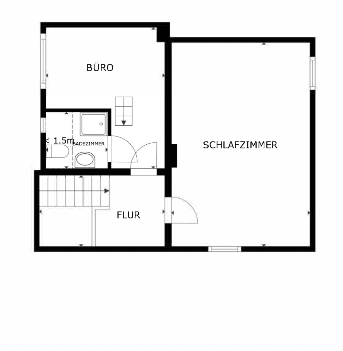 Grundriss-Skizze Obergeschoss