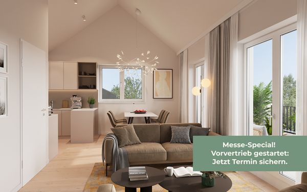 QQI: Neubau-Highlight im Dachgeschoss: 3,5-Zimmer-Wohnung mit 20 m² Dachterrasse
