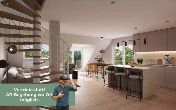 QQI: Wohnen im Dach: 3-Zimmer-Wohnung mit Dachstudio und vier Balkonen