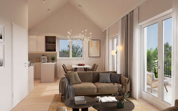 QQI: Neubau-Highlight im Dachgeschoss: 3,5-Zimmer-Wohnung mit 20 m² Dachterrasse