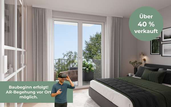 Aubing 1A: 2-Room new-build apartment: Spacious living area with three balconies