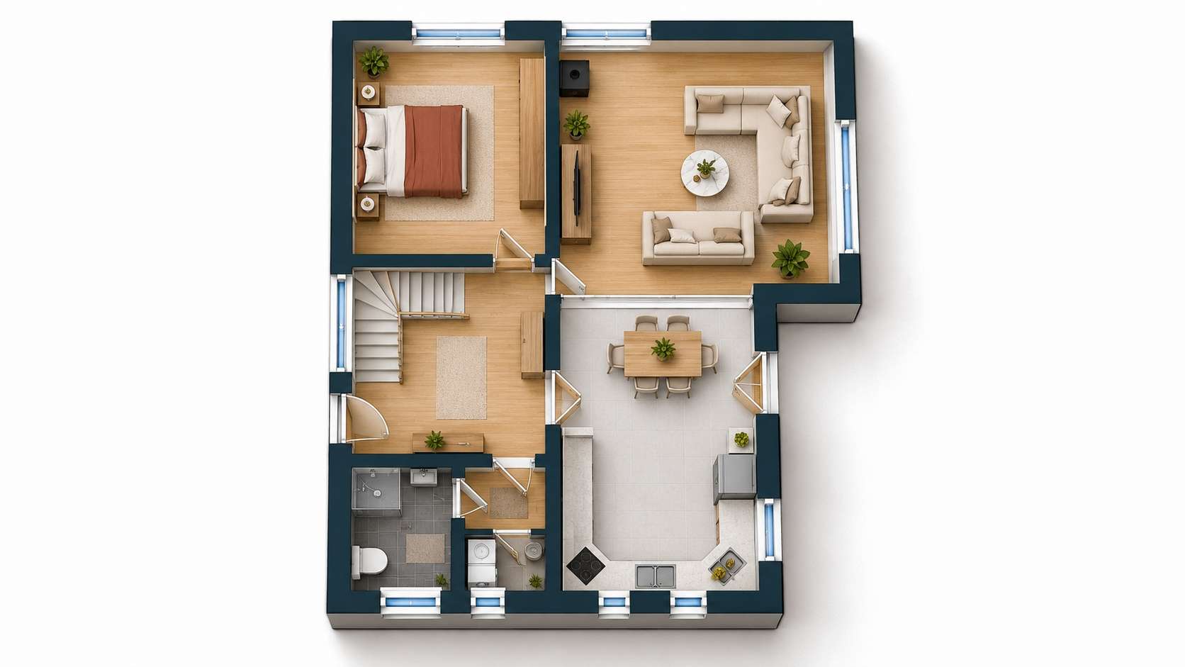Grundriss EG – Einfamilienhaus mit Einliegerbereich: 364 m² Wohn-/Nutzfläche auf 1.115 m² in Brunsbek-Kronshorst
