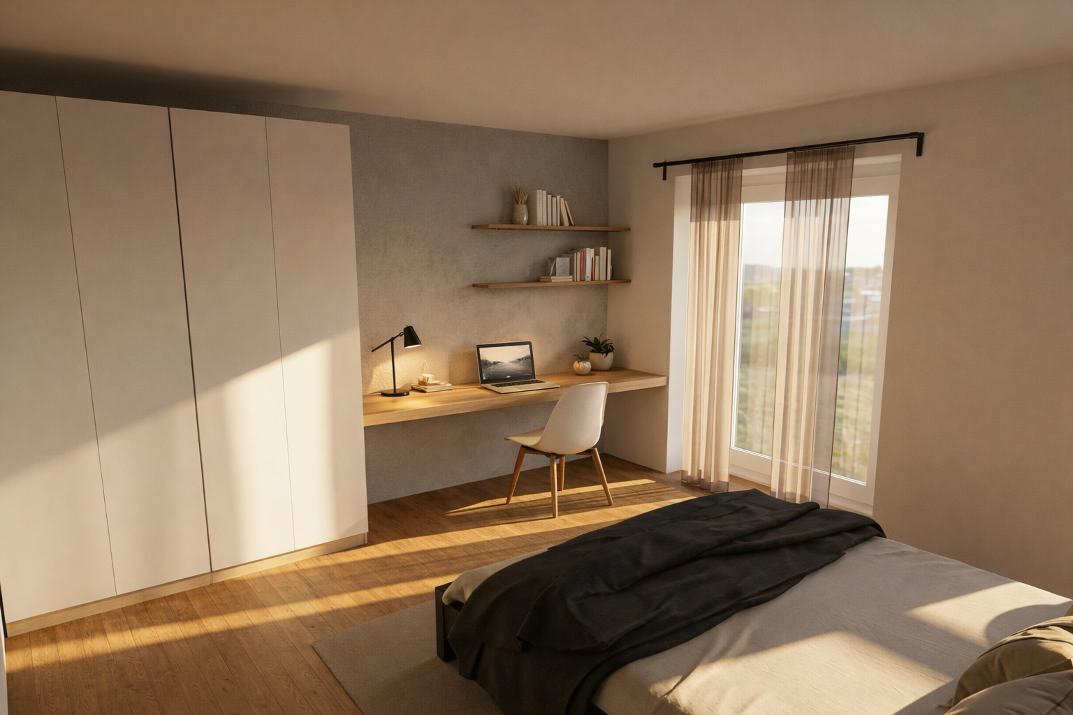 Schlafzimmer 1 + Schreintisch