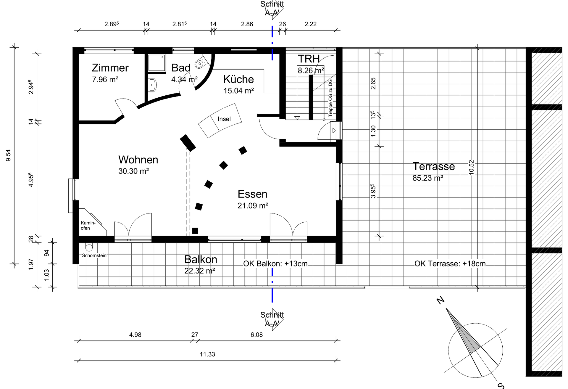 Grundriss Obergeschoss – Penthouse