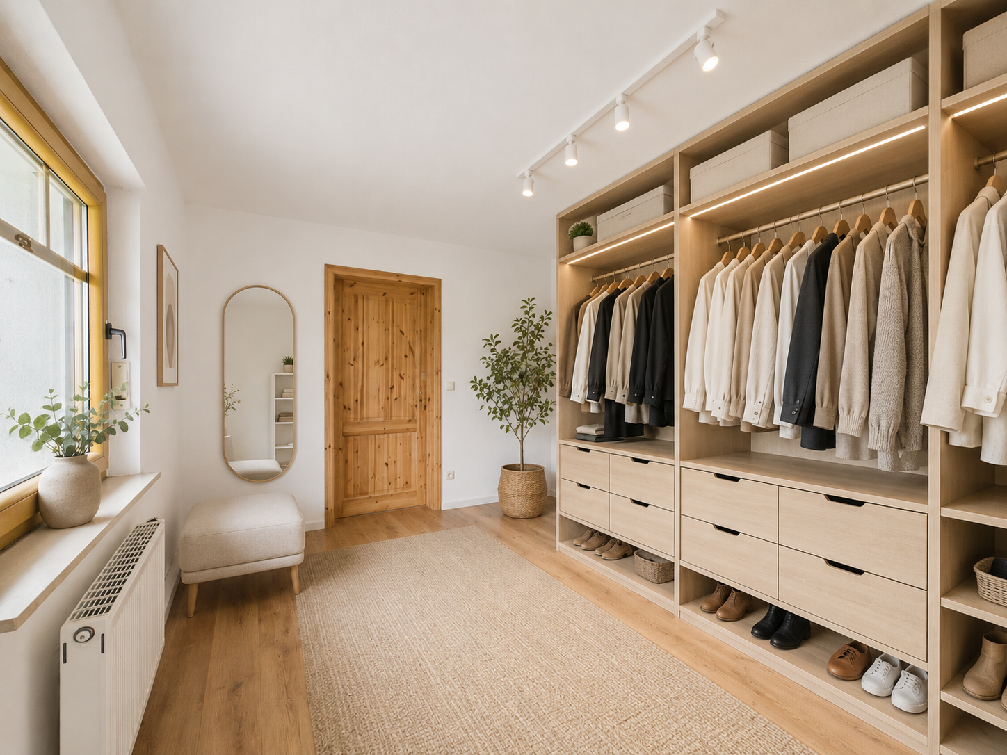 Ankleidezimmer mit KI eingerichtet