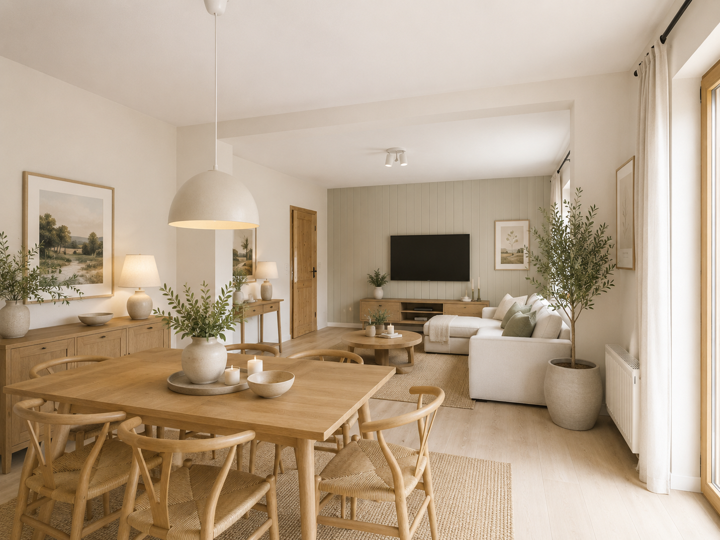Wohnesszimmer mit KI eingerichtet