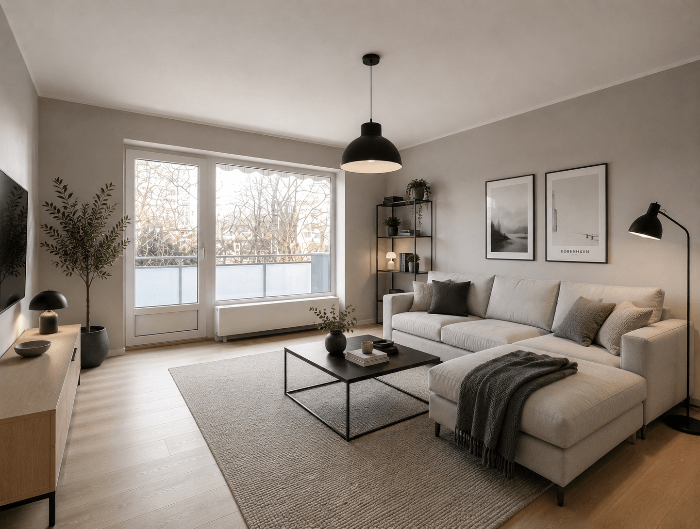 Wohnzimmer mit KI bearbeitet