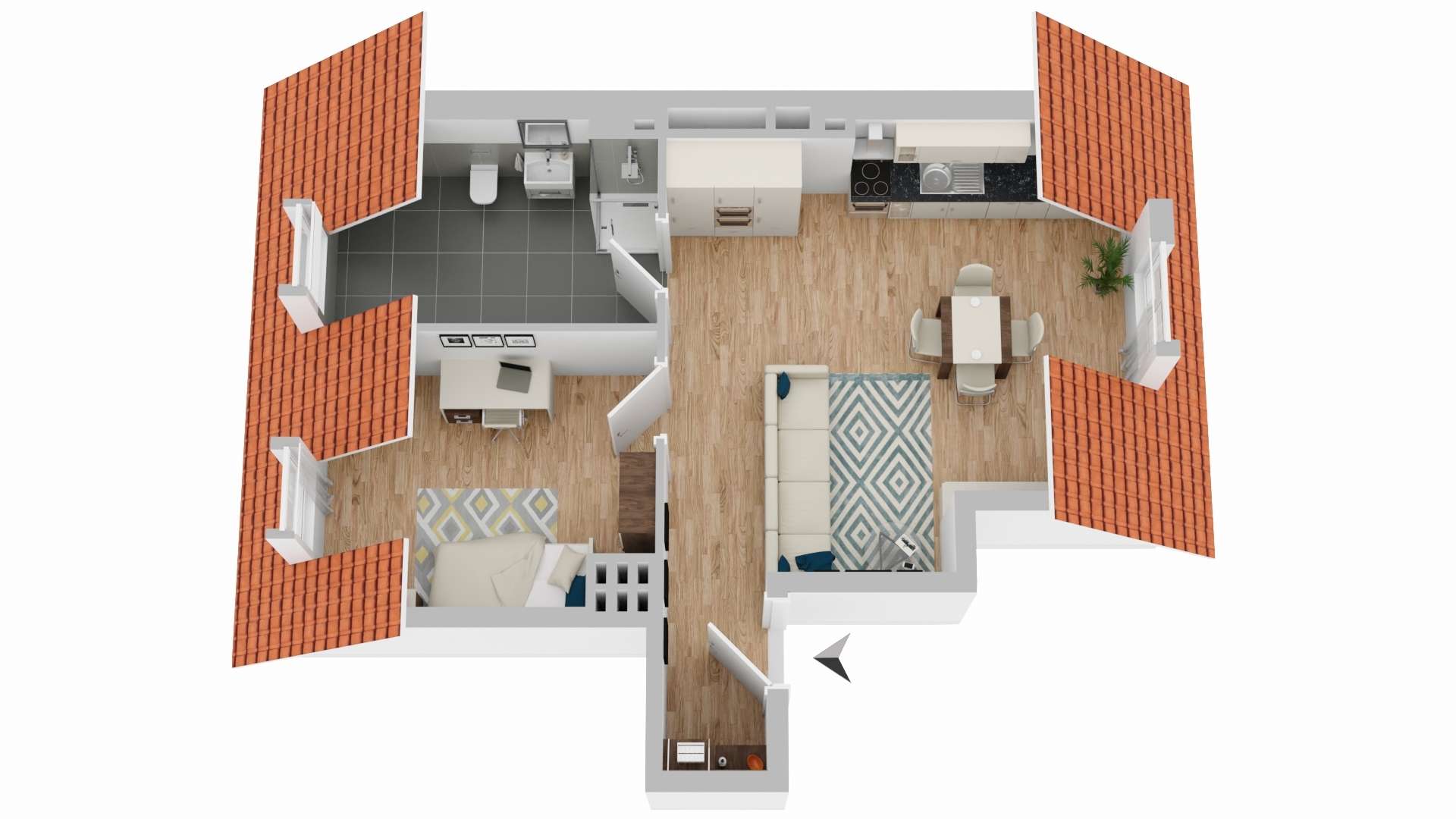 KREFELD-CITY - VOLLSTÄNDIG MODERNISIERTE 2-ZIMMER-DACHGESCHOSSWOHNUNG MIT TAGESLICHTBAD - Photo 1