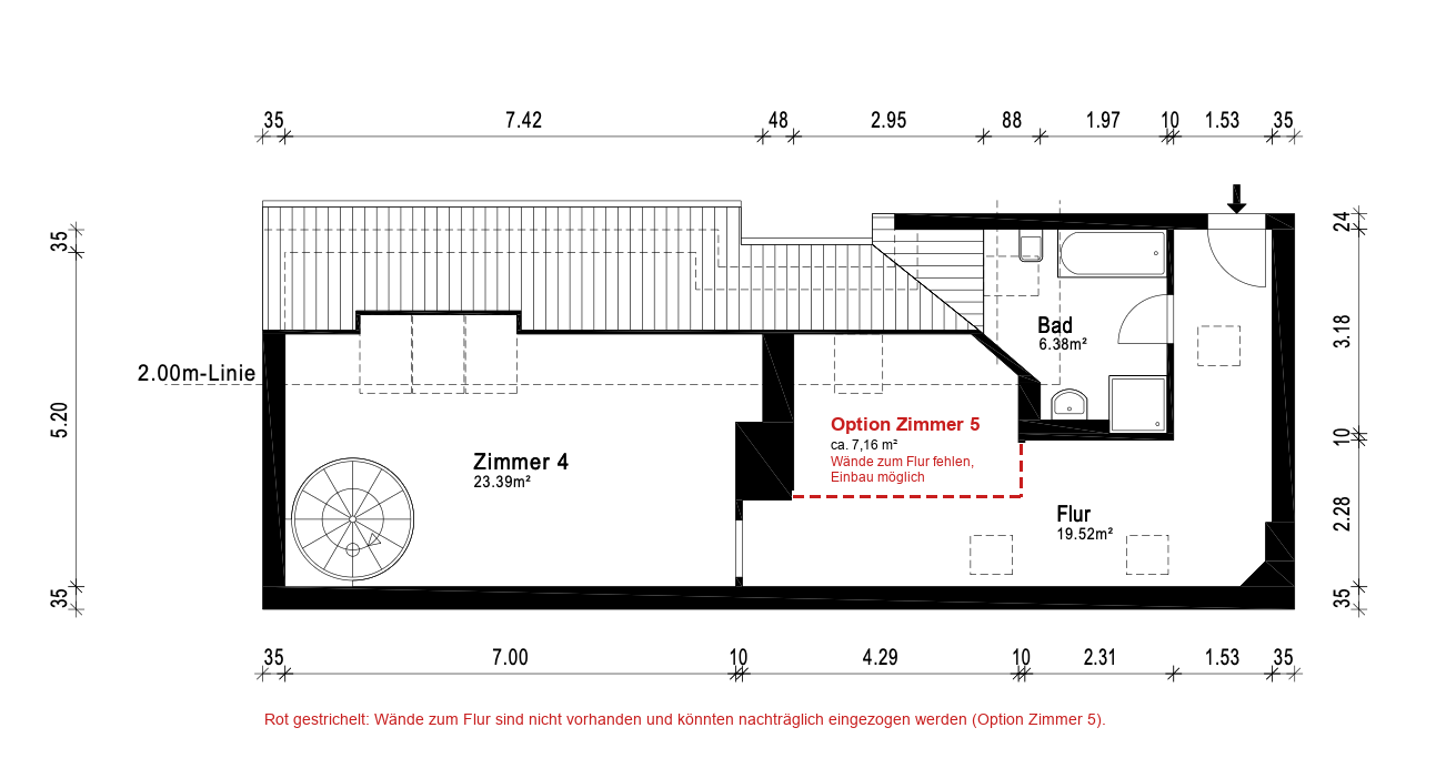 Floor plan, 5th floor with optional room 5