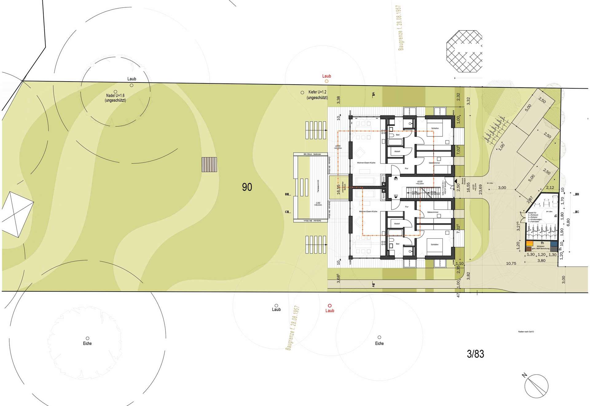 Auszug aus dem Baugenehmigungsplan - Lageplan