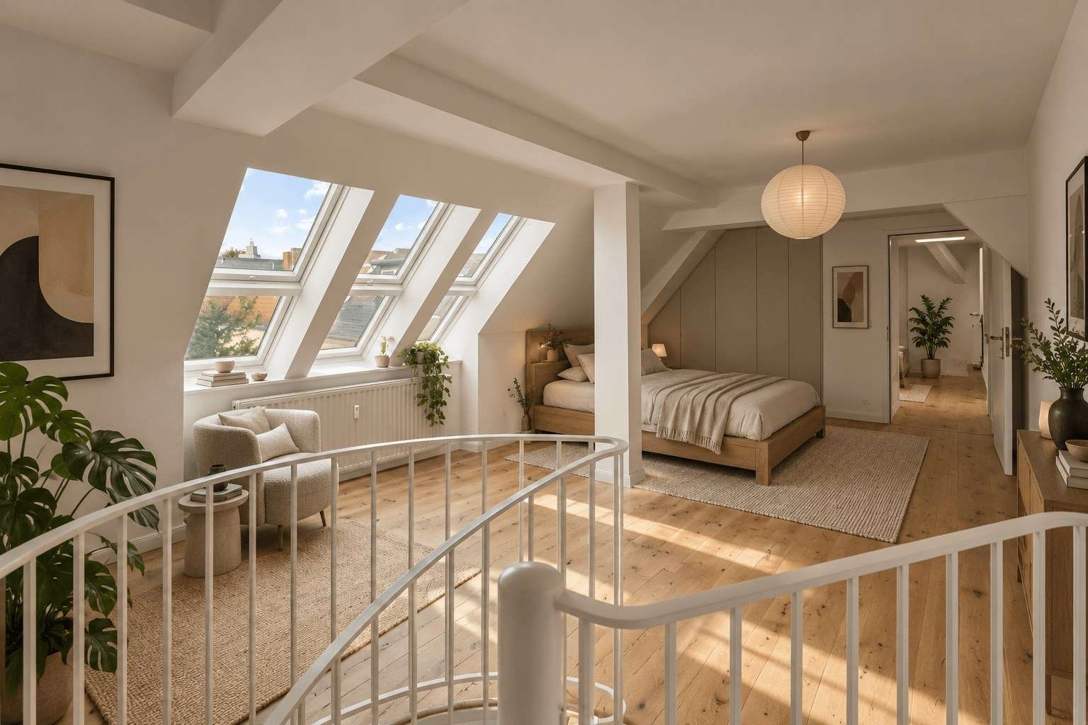 Attic floor, virtually furnished (AI), flat in Berlin-Neukölln
