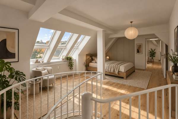 Attic floor, virtually furnished (AI), flat in Berlin-Neukölln